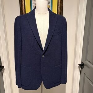 Navy luxury knit sport coat with pearl buttons - Never worn or Laundered - New